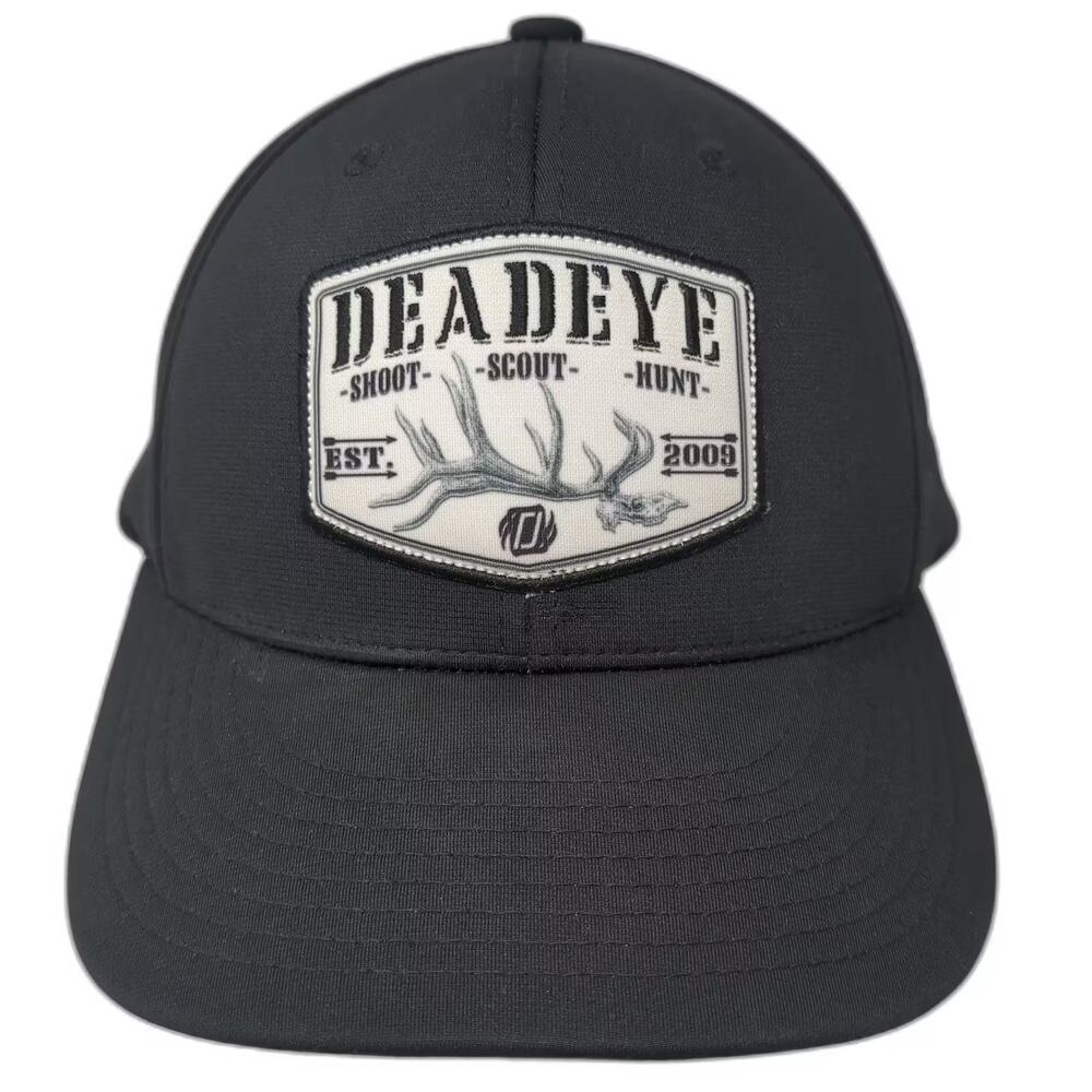 Deadeye Outfitters Baseball Cap Black Fitted XL Shoot Scout Hunt Antler Hat